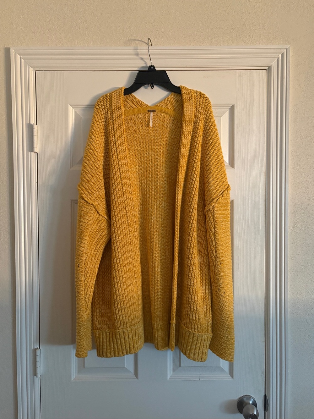 Free People Open-Front Mustard Yellow Chunky Knit Cardigan